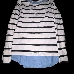 LOFT Striped Mixed Media Long Sleeve Top – Size Medium
